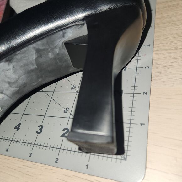 Y2K Nine West No-Aragon2 Leather Black Womens 10M Chunky Block Heel Square Toe - Picture 8 of 9